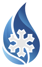 A blue flame icon with a white snowflake in the center, representing both heating and cooling.