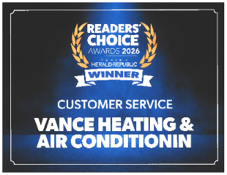 Award Plaque For “Readers’ Choice Awards 2026 Winner” In Customer Service, Presented To Vance Heating &Amp; Air Conditioning By The Yakima Herald-Republic. Celebrate Vance’s Commitment To Excellence And Outstanding Service With This Distinguished Honor.