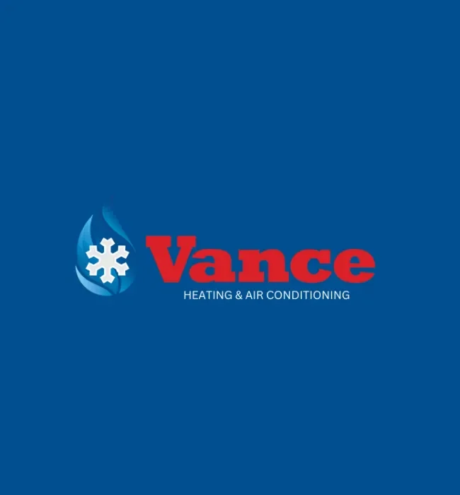 Logo For Vance In Front Of Blue Backdrop